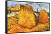 Haystacks In Provence-Vincent van Gogh-Framed Stretched Canvas