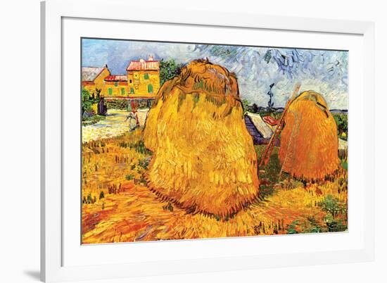 Haystacks In Provence-Vincent van Gogh-Framed Premium Giclee Print