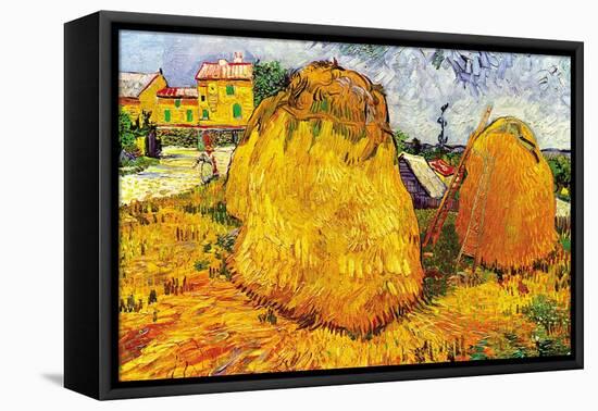 Haystacks In Provence-Vincent van Gogh-Framed Stretched Canvas