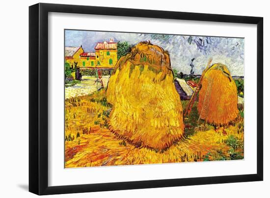 Haystacks In Provence-Vincent van Gogh-Framed Art Print