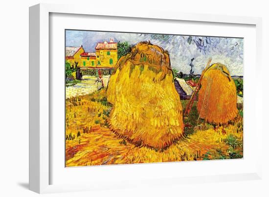 Haystacks In Provence-Vincent van Gogh-Framed Art Print