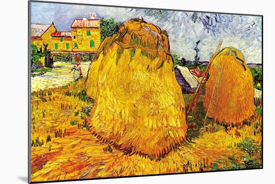 Haystacks In Provence-Vincent van Gogh-Mounted Art Print