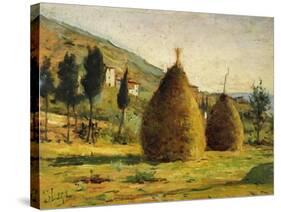 Haystacks in Sun, 1890-Silvestro Lega-Stretched Canvas