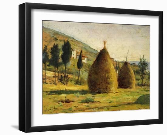 Haystacks in Sun, 1890-Silvestro Lega-Framed Giclee Print