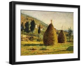 Haystacks in Sun, 1890-Silvestro Lega-Framed Giclee Print