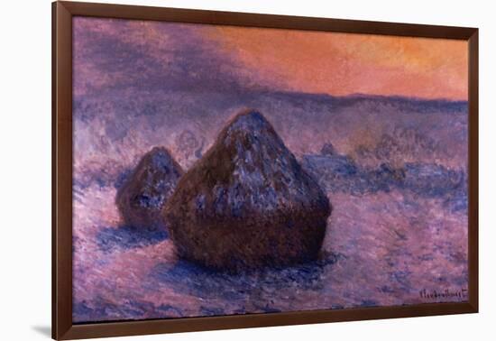 Haystacks in the Setting Sun-Claude Monet-Framed Giclee Print