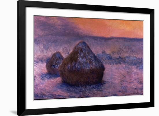 Haystacks in the Setting Sun-Claude Monet-Framed Giclee Print