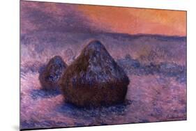 Haystacks in the Setting Sun-Claude Monet-Mounted Giclee Print