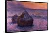Haystacks in the Setting Sun-Claude Monet-Framed Stretched Canvas