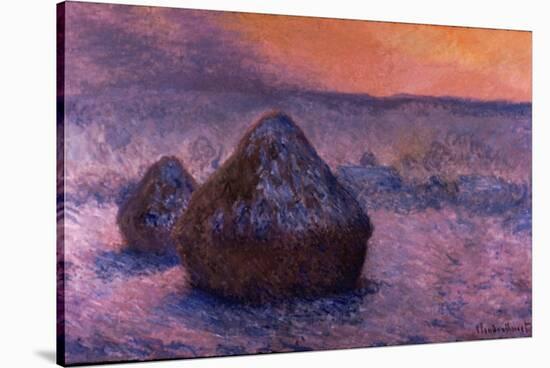 Haystacks in the Setting Sun-Claude Monet-Stretched Canvas