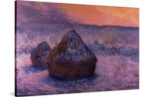 Haystacks in the Setting Sun-Claude Monet-Stretched Canvas