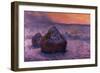 Haystacks in the Setting Sun-Claude Monet-Framed Giclee Print