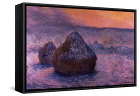 Haystacks in the Setting Sun-Claude Monet-Framed Stretched Canvas