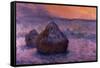 Haystacks in the Setting Sun-Claude Monet-Framed Stretched Canvas