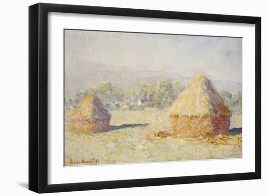 Haystacks, Morning Effect-Claude Monet-Framed Giclee Print