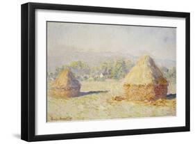 Haystacks, Morning Effect-Claude Monet-Framed Giclee Print