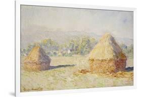 Haystacks, Morning Effect-Claude Monet-Framed Giclee Print