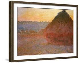 Haystacks, Pink and Blue Impressions, 1891-Claude Monet-Framed Giclee Print