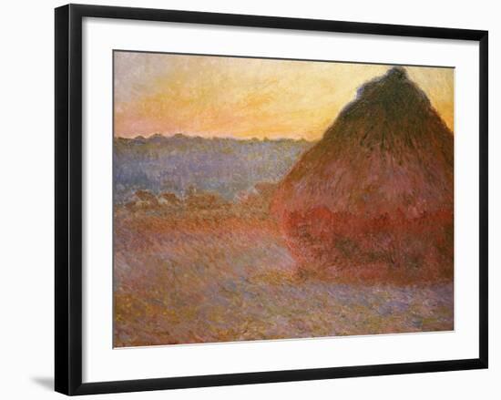 Haystacks, Pink and Blue Impressions, 1891-Claude Monet-Framed Giclee Print