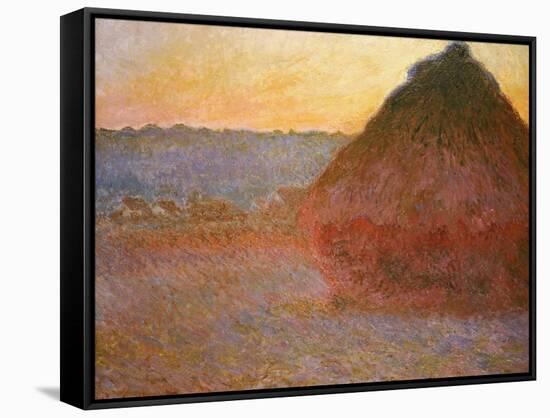 Haystacks, Pink and Blue Impressions, 1891-Claude Monet-Framed Stretched Canvas