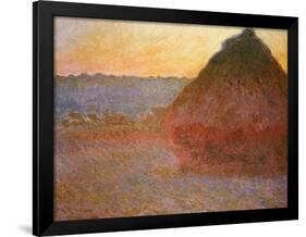 Haystacks, Pink and Blue Impressions, 1891-Claude Monet-Framed Giclee Print