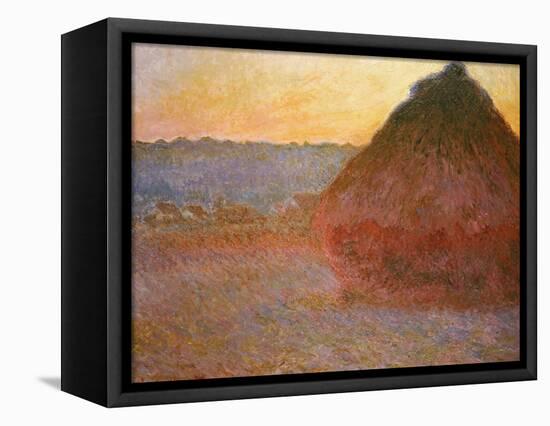 Haystacks, Pink and Blue Impressions, 1891-Claude Monet-Framed Stretched Canvas