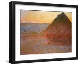 Haystacks, Pink and Blue Impressions, 1891-Claude Monet-Framed Giclee Print