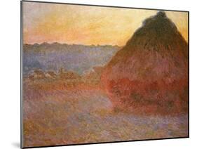 Haystacks, Pink and Blue Impressions, 1891-Claude Monet-Mounted Giclee Print