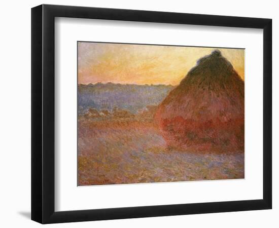 Haystacks, Pink and Blue Impressions, 1891-Claude Monet-Framed Premium Giclee Print