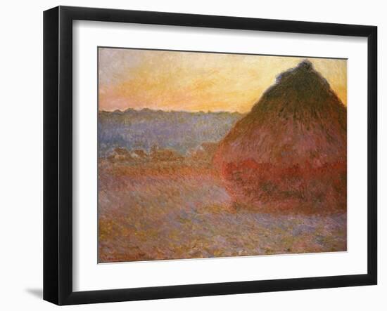 Haystacks, Pink and Blue Impressions, 1891-Claude Monet-Framed Giclee Print