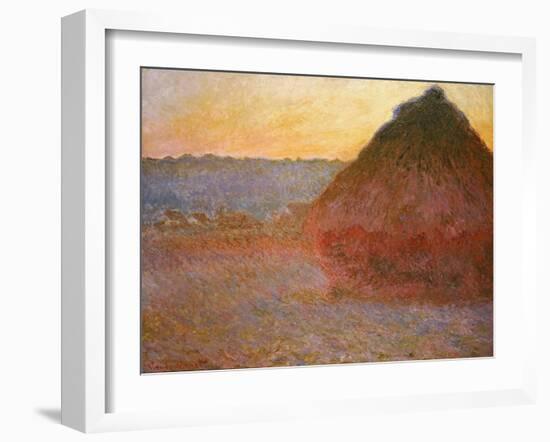 Haystacks, Pink and Blue Impressions, 1891-Claude Monet-Framed Giclee Print