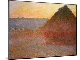 Haystacks, Pink and Blue Impressions, 1891-Claude Monet-Mounted Giclee Print