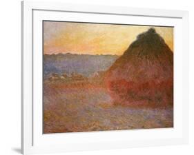 Haystacks, Pink and Blue Impressions, 1891-Claude Monet-Framed Giclee Print