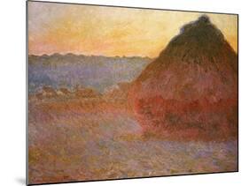 Haystacks, Pink and Blue Impressions, 1891-Claude Monet-Mounted Giclee Print