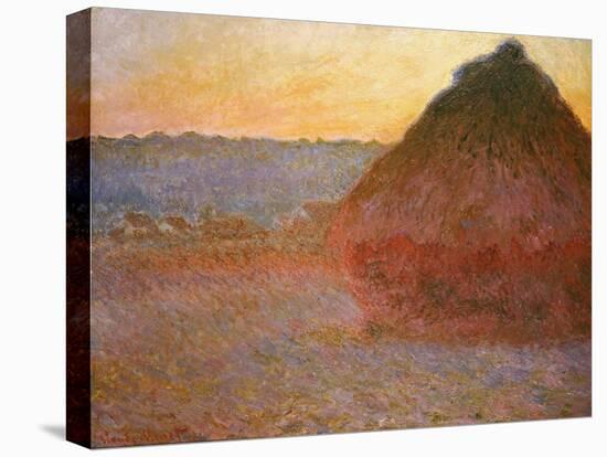 Haystacks, Pink and Blue Impressions, 1891-Claude Monet-Stretched Canvas