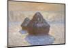 Haystacks: Snow Effect, 1891-Claude Monet-Mounted Giclee Print