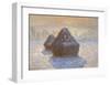 Haystacks: Snow Effect, 1891-Claude Monet-Framed Giclee Print