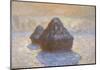 Haystacks: Snow Effect, 1891-Claude Monet-Mounted Giclee Print