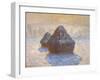 Haystacks: Snow Effect, 1891-Claude Monet-Framed Premium Giclee Print