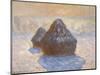 Haystacks: Snow Effect, 1891-Claude Monet-Mounted Premium Giclee Print