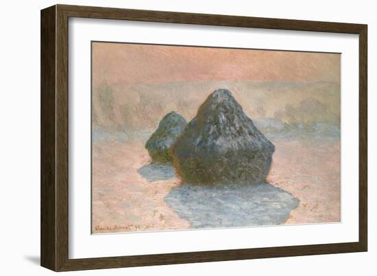 Haystacks: Snow Effect, 1891-Claude Monet-Framed Giclee Print