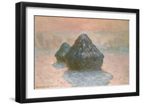 Haystacks: Snow Effect, 1891-Claude Monet-Framed Giclee Print