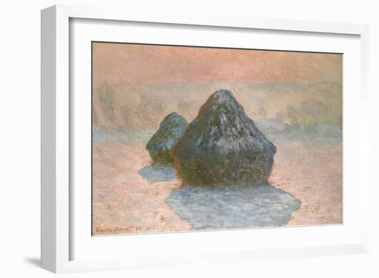 Haystacks: Snow Effect, 1891-Claude Monet-Framed Giclee Print