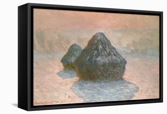Haystacks: Snow Effect, 1891-Claude Monet-Framed Stretched Canvas