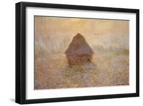 Haystacks, Sun on the Mist-Claude Monet-Framed Giclee Print