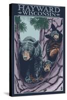 Hayward, Wisconsin - Bear and Cubs in Tree-Lantern Press-Stretched Canvas