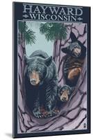 Hayward, Wisconsin - Bear and Cubs in Tree-Lantern Press-Mounted Art Print