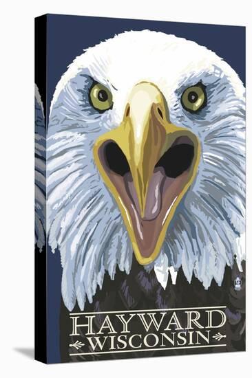 Hayward, Wisconsin - Eagle Up Close-Lantern Press-Stretched Canvas