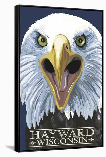 Hayward, Wisconsin - Eagle Up Close-Lantern Press-Framed Stretched Canvas