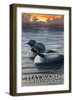 Hayward, Wisconsin - Loons-Lantern Press-Framed Art Print